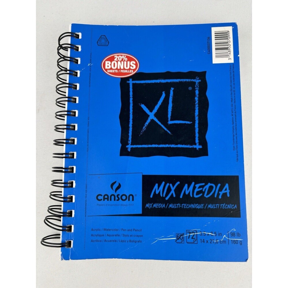 Canson XL Mixed Media Paper Pad 5.5" X 8.5"- 72 Sheets - Acrylic Watercolor Read